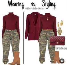 Women’s Camouflage Outfits, Casual Camouflage High-waisted Pants, Trendy Camouflage Wide-leg Pants, Casual Full-length Camouflage Cargo Jeans, Spring Camouflage High-waisted Cargo Pants, Cute Business Casual, Business Clothing, Apple Shape Outfits, November Outfits