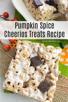 pumpkin spice cheerios treats recipe with chocolate and marshmallows