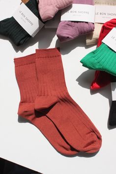 Soft and silky knit socks that hit at just the right height. Pair with heels, sandals, or tennis shoes to add a cool pop of color. Made in Korea Size: o/s Cool Pops, Tennis Shoes, Knitting Socks, Tights, Color Pop, Socks, Knitting, Color