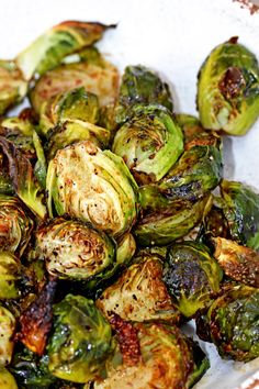 the brussel sprouts are cooked and ready to be eaten