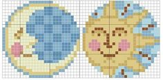 a cross stitch pattern with an image of a cat's face on the side