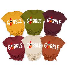 Gobble Gobble Thanksgiving Family Shirts, Turkey Shirt, Friendsgiving Shirts, Turkey Face, Thanksgiving 2022, Happy Turkey Day * Our unisex cozy shirts are soft and durable!  * Ships in 1 Business Day! * Shop with Confidence! We are a 5-Star Rated Shop operating since 2015! * Easy measuring tip: Take your favorite sweatshirt or tee, lay it on a flat surface and measure the width (armpit to armpit) and length (top to bottom), then compare with our size chart!  * Unisex, classic fit, preshrunk, po Work Thanksgiving Shirts, Thanksgiving Shirts For Teachers, Turkey Shirts Women, Thanksgiving Shirt Ideas Vinyl, Thanksgiving Tshirt Designs, Thanksgiving Family Tshirts, Thanksgiving Tshirt Ideas For Family, Turkey Tshirts, Thanksgiving T Shirt Ideas