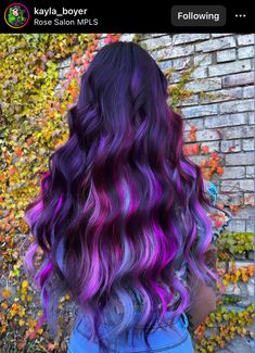 Purple Peekaboo Hair, Peekaboo Hair, Glamorous Hair, Hair Color Formulas, Beautiful Curly Hair, Hairdo For Long Hair, Ombre Hair Color, Dye My Hair