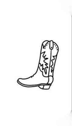 a drawing of a cowboy's boot is shown in black and white