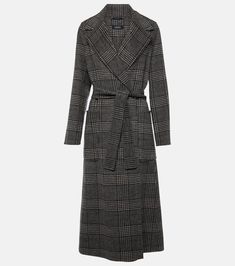 Find MAX MARA Galles Checked Wool-blend Wrap Coat on Editorialist. Material: 80% wool, 10% polyamide, 10% mohair. Care instructions: dry clean. Made in China. Designer color name: Scoozzese. Lining: 100% silk. Closure: belted waist. Pockets: patch pockets. Detachable belt. Chic Winter Coat, Gray Wool Coat, Wool Wrap Coat, Wool Wrap, Costume Intero, Wrap Coat, Mohair Wool, Wool Blend Coat, Grey Women