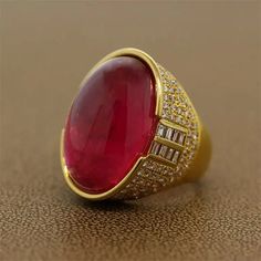 Rubelite Tourmaline Diamond Gold Cocktail Ring Luxury Oval Cabochon Ruby Ring, Luxury Ruby Ring With Oval Cabochon, Luxury Ruby Ring Oval Cabochon Polished Finish, Luxury Ruby Oval Cabochon Ring, Luxury Ruby Ring Oval Cabochon, Luxury Ruby Ring Oval Cabochon With Polished Finish, Luxury Ruby Ring With Oval Cabochon And Polished Finish, Luxury Oval Dome Ring With Gemstone, Luxury Oval Gemstone Dome Ring