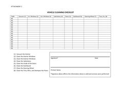 the vehicle cleaning checklist is shown in this document, and it contains several important tasks