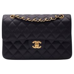 This Chanel shoulder bag is constructed of black diamond-quilted caviar leather. It features gold-tone hardware, a gold chain-link leather-threaded shoulder strap, and a front flap with a gold Chanel CC turn lock closure. The front flap opens to a burgundy leather lining with patch pockets. A01113 Y01864 Color: black Material: caviar leather Microchipped Comes with: Dust bag Condition: Excellent. Faint hairline scotches from handling. Made in France Measurements~ Height 5.5” Width 9” Depth 2.5” Drop 9” & 17” Dior New Look, Vintage Chanel Bag, Gold Chanel, Chanel Shoulder Bag, Chanel Caviar, Louis Vuitton Damier Ebene, Dark Brown Leather, Vintage Chanel, Flap Bag