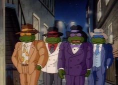 the muppets are dressed in suits and hats