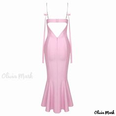 Olivia Mark - Chic Chain Strap Sweetheart Cutout Bandage Midi Party Mermaid Dress with Elegant Ribbon Detailing Pink Mermaid Dress With Sweetheart Neckline For Party, Pink Glamorous Fitted Corset Dress, Glamorous Pink Fitted Corset Dress, Pink Corset Dress For Prom Season Party, Pink Corset Dress With Sweetheart Neckline For Party, Glamorous Pink Corset Dress For Party, Elegant Pink Bandage Dress For Party, Party Corset Dress With Sweetheart Neckline And Bandage Detail, Bandage Dress With Fitted Bodice For Party