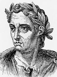 a drawing of a man with a wreath on his head, looking to the side