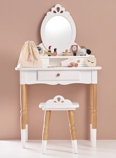 Le Toy Van Childrens Vanity, Tiered Table, Le Toy Van, Toy Castle, Victorian Mirror, Sustainable Toys, Childhood Dreams, Wooden Vanity, Traditional Toys