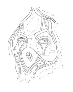 a drawing of the face of a woman