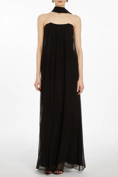 Catalina Black Chiffon Scarf Gown High Neck Black Gown, Black Floor Length Gown, Flowy Evening Dress For Formal Occasions, Flowy Formal Evening Dress, Floor-length Chiffon Dress With Pleated Bodice For Evening, Sheer Silk Chiffon Gown, Flowy Chiffon Dress With Pleated Bodice For Evening, Flowy Silk Chiffon Dress For Gala, Formal Sheer Silk Chiffon Gown