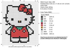 a cross stitch pattern with the hello kitty character in red and black on it's face