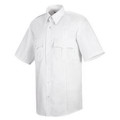 The Upgraded Security Shirt offers all the same quality features of our Basic Security Shirt with additional features, such as stitched down military creases?two in front and three in back?and two hex style pockets with hook and loop closure on scalloped flaps with a decorative button. Size: 3XL. Color: White. Gender: male. Age Group: adult. Fitted Collared Top With Wrinkle-resistant Fabric, Military Style Short Sleeve Cotton Shirt, Military Style Cotton Shirt With Short Sleeves, Military Style Cotton Short Sleeve Shirt, Military Style Short Sleeve Shirt With Pockets, Military Style Short Sleeve Top With Button Closure, Fitted Military Tops With Pockets, Military Style Short Sleeve Top With Pockets, Casual Fitted Wrinkle-resistant Top