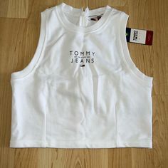 White Tommy Hilfiger Tank Top Brand New With Tags White Sporty Crop Top For Spring, Sporty White Crop Top For Spring, Fitted Sporty Tops By Tommy Hilfiger, Tommy Hilfiger Sporty Fitted Tops, Tommy Hilfiger Sporty Summer Tops, Sporty Fitted Tommy Hilfiger Tops, Tommy Hilfiger Outfits Women, Tommy Hilfiger Outfits, Tommy Hilfiger Top