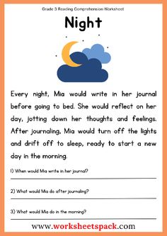 the night worksheet with an orange background