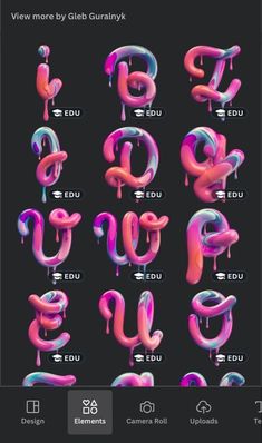 the font and numbers are made up of liquid colors, with different shapes to make it appear