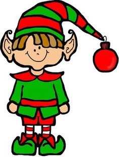 an elf with a red ornament hanging from his hat and green pants, standing in front of a white background