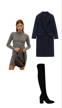 #knitdress #ribbeddress #kneeboots How To Dress A Bed, Autumn Outfit, Knit Dress, Knee Boots, Trench Coat