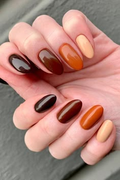 November Nail Designs, Fall Thanksgiving Nails, Thanksgiving Nail Designs, Simple Fall Nails, November Nails, Fall Gel Nails, Cute Nails For Fall, Manicure Gel, Fall Acrylic Nails