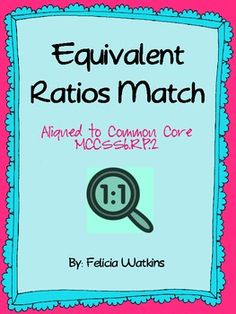 Equivalent Ratios Match-Up *Common Core Aligned* MCC6.RP.2 Math Rti, Purple Card, Grade 6 Math, Answer Sheet, Love Math