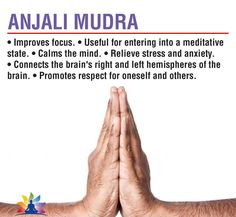 two hands folded in prayer with the words anali mudra above them and an image of