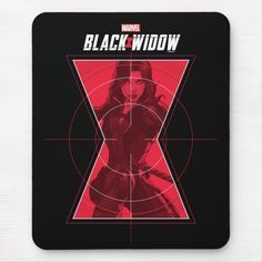 the black widow mouse pad is shown in red and black colors, as well as an arrow