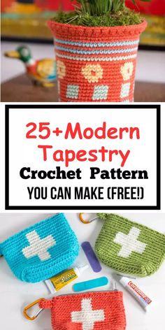 Tapestry crochet is a crochet technique which involves colour changes in order to create fun colourful patterns in your projects. It takes some time to get used to, but when you get the hang of it, tapestry crochet is super fun! All sorts of designs are available to make.