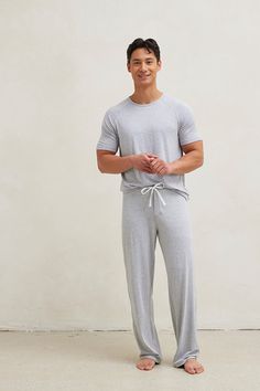 Introducing your stay at home uniform. Lounge in comfort all day in this incredibly soft and breathable pajama set. This set includes straight leg pajama pants and a matching raglan cut t-shirt. Made from our signature ultra-soft and moisture-wicking fabric blend. Made in Canada. 93% Viscose from Bamboo / 7% Spandex. Fits true to size. Available in S, M, L, XL. S (28-30), M (32-34), L (36-38), XL (40-42). Machine washable and dryer friendly. Lounge Wear Men, Mens Pajama, Soft Pajama Pants, Mens Pajama Pants, Summer 2025, Mens Pajamas Set, Mens Sleepwear, Soft Pajamas, Pajama Pant