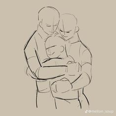 a drawing of a man holding a baby in his arms