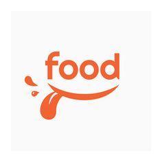 the logo for food is orange and white