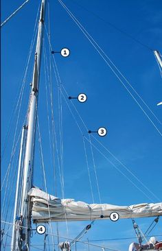 an airplane flying over the top of a sailboat with eight parts labeled on it