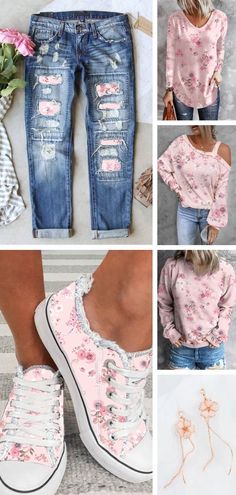 Floral Prints Fashion, Casual Summer Outfits For Women, Hot Pink Floral, Jeans Shoes, Floral Outfit, Floral Fashion, Outfits For Women, Casual Winter Outfits, Casual Fall Outfits