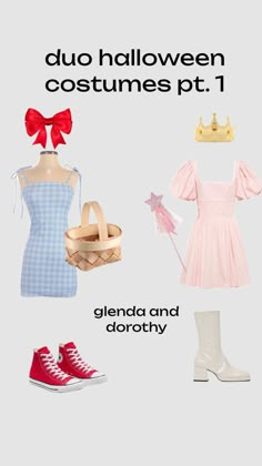 an image of some clothes and shoes with words above them that read, do halloween costumes pt 1