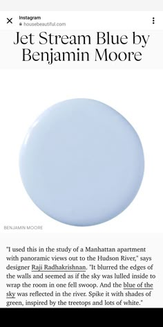 an article about jet stream blue by benjamin moore