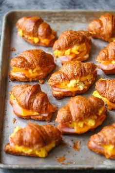 breakfast croissants on a baking sheet ready to be eaten