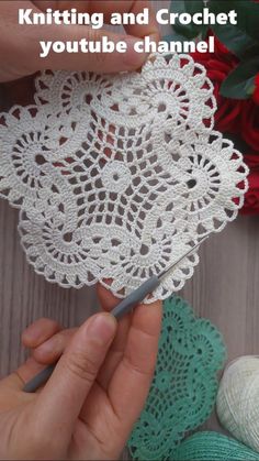 someone is knitting and crocheting a doily