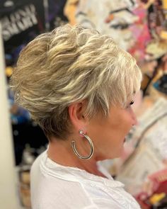 Blonde Wedge Haircut, Over 60 Hairstyles For Women Round Faces, Off The Face Hairstyles Short, Feathered Bobs For Fine Hair, Longer Pixie Haircut Round Faces, Over 60 Pixie Hairstyles, Pixies For Round Faces, Short Layered Hairstyle Women Round Face, Sassy Hair Older Women 2023