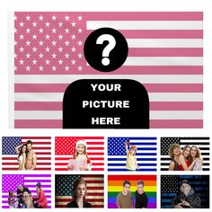 an american flag with multiple photos in it