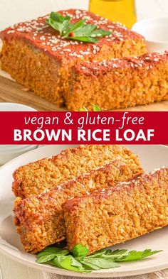 vegan and gluten free brown rice loaf on a plate