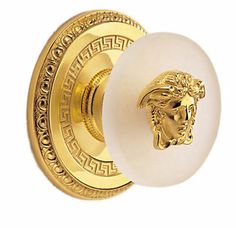 an image of a door knob with a lion head on the front and side of it