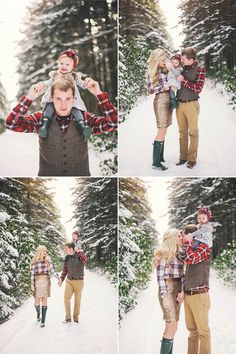 a man and woman are walking through the snow with their arms around each other as they hug