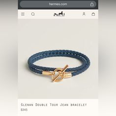 Brand New Hermes Glenn Double Tour Jean Bracelet. Still In Original Packaging. Bracelet Double Tour, Hermes Blue, Hermes Bracelet, Hermes Jewelry, Bracelet Blue, Womens Jewelry Bracelets, Mens Jewelry, Color Blue, Dior