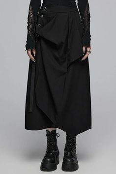 Fabric: Polyester Color: Black Feature: Irregular Style: Gothic Include: Skirt*1 (Any of the accessory is not included.) Size(IN) Length Waist Hip Hem XS 36.22 26.18 36.22 58.27 S 36.61 27.76 37.80 59.84 M 37.01 29.33 39.37 61.42 L 37.40 30.91 40.94 62.99 XL 37.80 32.48 42.52 64.57 2XL 38.19 34.06 44.09 66.14 3XL 38.58 35.63 45.67 67.72 Size(CM) Length Waist Hip Hem XS 92 66.5 92 148 S 93 70.5 96 152 M 94 74.5 100 156 L 95 78.5 104 160 XL 96 82.5 108 164 2XL 97 86.5 112 168 3XL 98 90.5 116 172 Gothic Bottoms With Asymmetrical Hem For Spring, Gothic Asymmetrical Hem Bottoms For Spring, Black Gothic Skirt With Asymmetrical Hem, Black Asymmetrical Hem Skirt For Alternative Fashion, Black Irregular Skirt For Party, Black Fitted Skirt With Irregular Shape, Spring Black Irregular Bottoms, Gothic Black Bottoms With Asymmetrical Hem, Fitted Black Bottoms With Irregular Shape