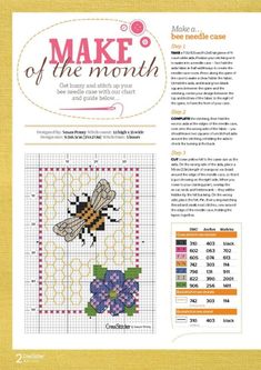 a cross stitch pattern with the words make of the month on it and a bee