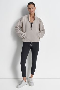 Half zip pullover Kanga pocket at front Draw cord at hem Long sleeve Fleece DKNY logo at front Origins: Imported Style: DP4T1068 | DKNY Women's Half Zip Fleece Pullover in Beige Size Small Cozy Half-zip Sweatshirt With Zipper Closure, Fleece Long Sleeve Activewear With Pockets, Winter Activewear With Half-zip Closure, Winter Half-zip Sweatshirt With Kangaroo Pocket, Half-zip Fleece Sweatshirt With Kangaroo Pocket, Fleece Half-zip Sweatshirt With Kangaroo Pocket, Sporty Half-zip Fleece Jacket For Fall, Sporty Fleece Jacket With Kangaroo Pocket, Half-zip Fleece Outerwear For Loungewear