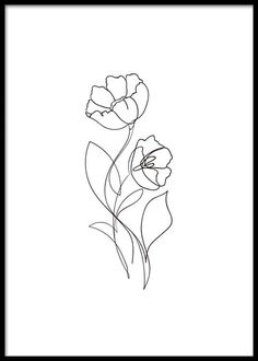 a line drawing of flowers on a white background