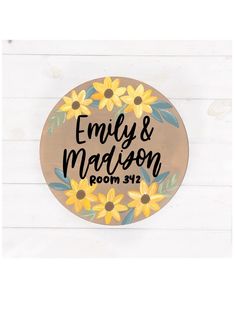 a wooden sign that says,'personalized room 512'with sunflowers on it